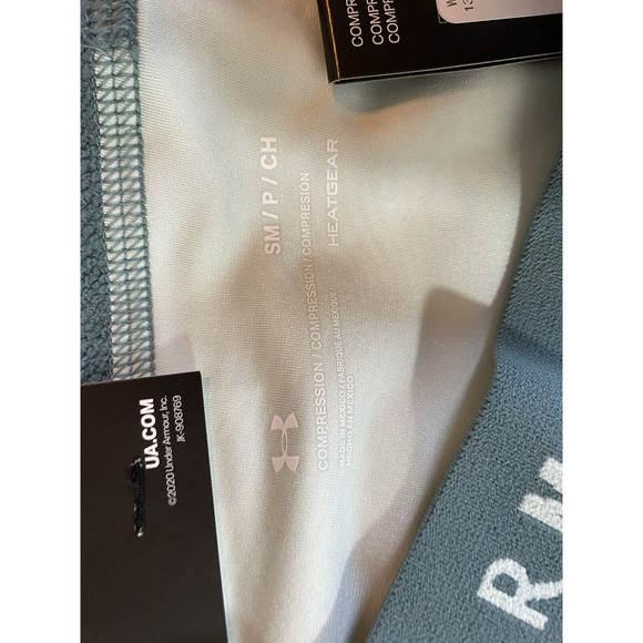 Under Armour HeatGear High Rise Blue Compression Bike Shorts - Picture 8 of 9